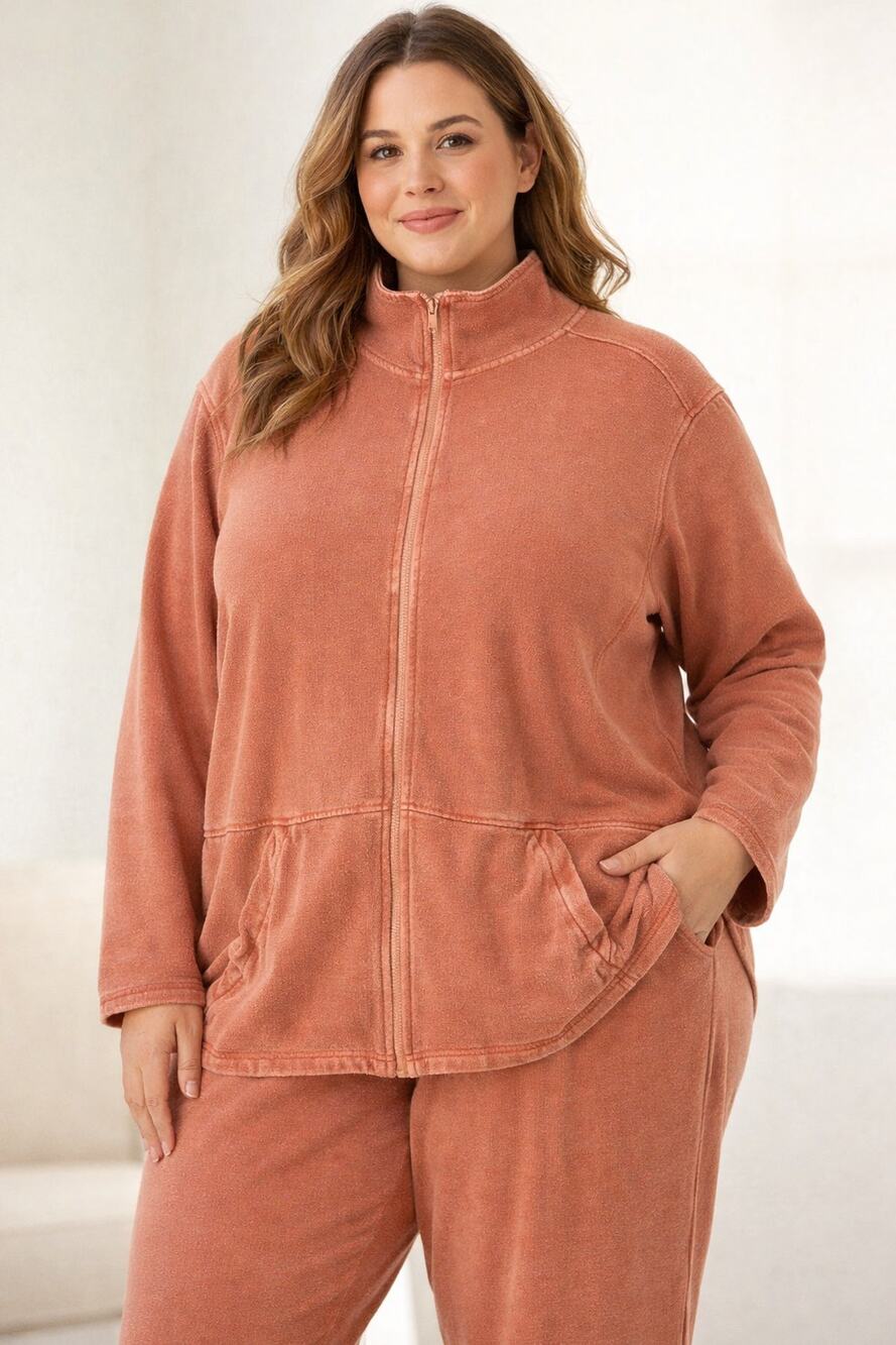 Coldwater Creek Full Zip High Neck Sweater Jacket Plus Size 2x Coxy Soft Lounge
